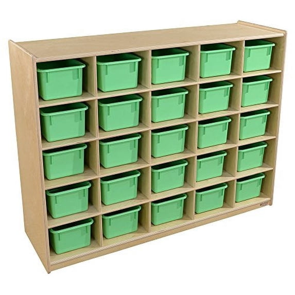 Wood Designs 16009LG 25 Tray Storage with Lime Green Trays