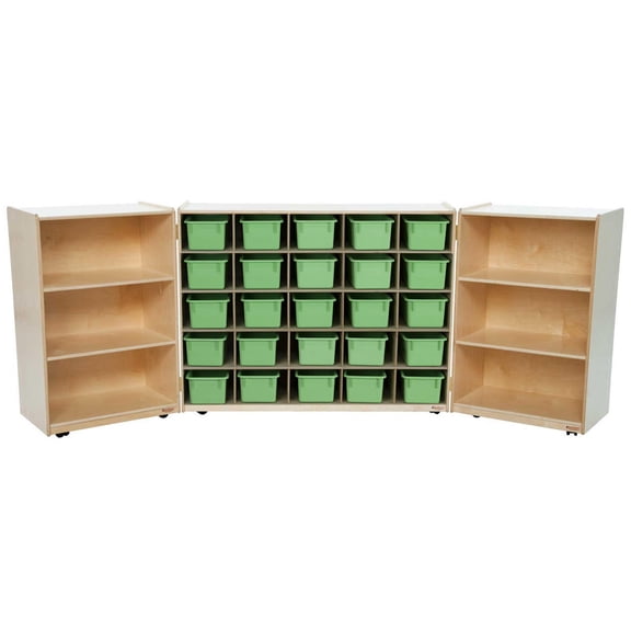 Wood Designs 25509LG 25 Tray Tri-Fold Storage with Lime Green Trays