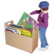 Wood Designs Big Book Holder with Wheels, Large Mobile Book Storage for Classroom, Playroom