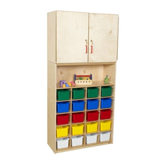Wood Designs 56203AP Vertical Storage Cabinet With 20 Assorted Pastel Trays