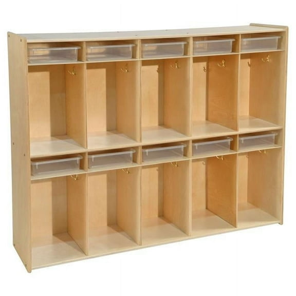 Contender 10 Section Locker with Translucent Trays, Stationary Cabinet Entryway Cubbie Shelf with Hooks