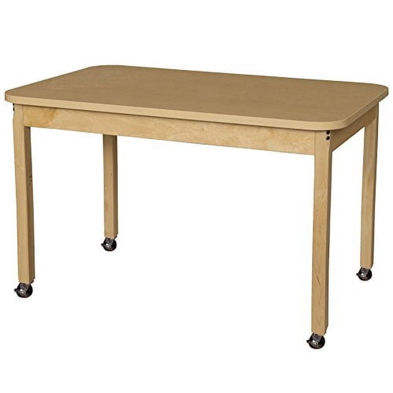 Wood Designs HPL304829C6 - Mobile Rectangle High Pressure Laminate Table with Hardwood Legs, 29"