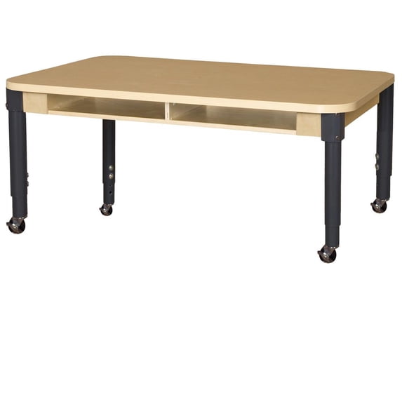 Wood Designs Mobile 36" x 48" Four Seater High Pressure Laminate Desk with Adjustable Legs 14-19"