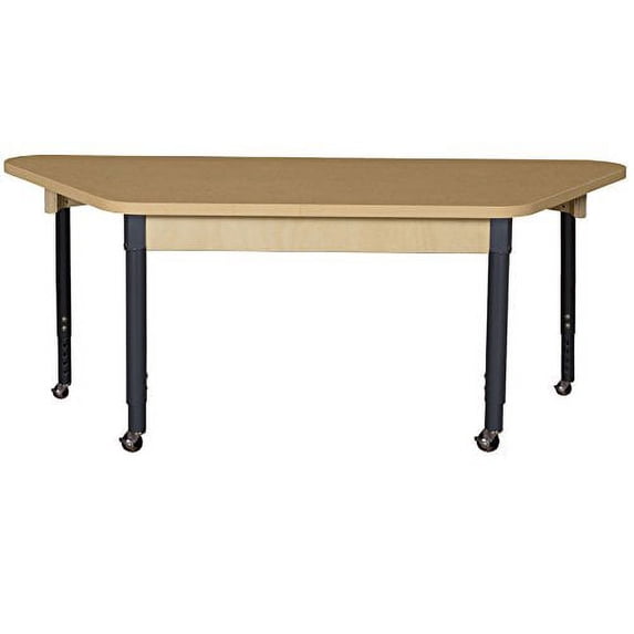Wood Designs HPL3060TRPZA1829C6 Mobile Trapezoidal High Pressure Laminate Table with 20"-31" Adjustable Legs