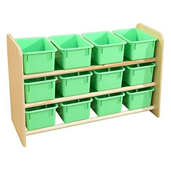 wood designs see-all storage 12 compartment cubby with trays