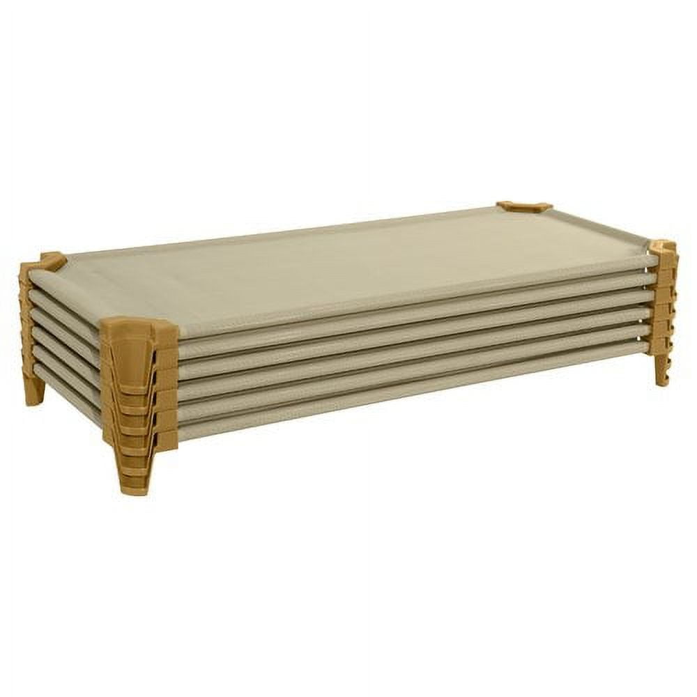 Wood Designs Stackable Daycare Cots with Sheets, 52"L x 22.25"W, Tan
