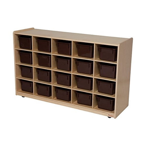 Wood Designs 14582 Tip-Me-Not 20 Tray Storage with Brown Trays