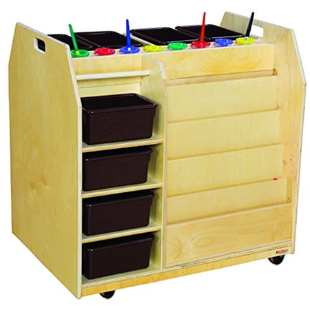 Wood Designs 990685BN Trolley Art Cart with Brown Trays, 36" Height, 37" Width, 27" Length