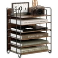 thumbnail image 1 of Wood Desk Organizer - 6 Tier Paper Letter Tray Organizer with Handle,File Organizer for Letter/A4, Metal Paper Storage for Home, Office, School - Black, 1 of 11