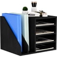 thumbnail image 1 of Wood Desk Organizer File Holder, Wooden Mail Organizer Countertop with Adjustable Compartments, Desktop File Organizer Paper Sorter for Home, Office and School, Envelope Organizer, Black, 1 of 14