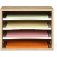thumbnail image 1 of Wood Desk Paper Organizer with 4 Tiers Storage, Desktop File Holder, Document Letter Sorter Tray with Adjustable Shelves, Home Office Wooden Mail Rack, 1 of 8