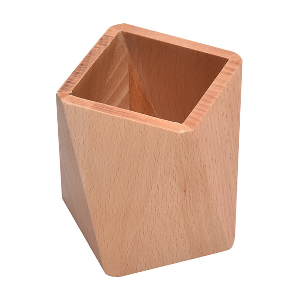 Wood Desk Pen Holder Pencil Organizer Desktop Office Pencils Stand