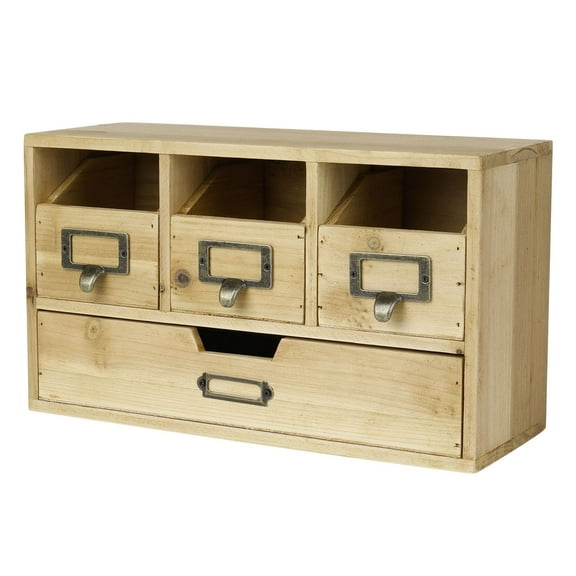 Wood Desktop Organizer with Drawers Storage Apothecary Cabinet 4 Drawers Doors