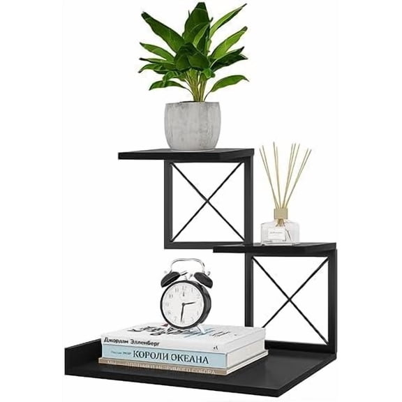 Wood Desktop Shelf, 3 Tier Desk Shelves Small Bookshelf Organizer, Office Storage Rack and Cubicle Organizers Accessories for Dorm Office Home Decor, Black