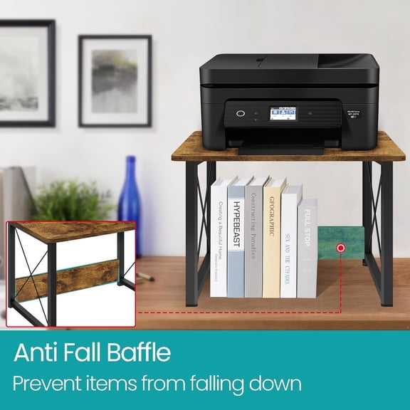 Wood Desktop Shelf, Printer Stand + 3 Tier Desk Shelves, Printer Riser Stands, Small Bookshelf Organizer, Office Storage Rack and Cubicle Organizers Accessories for Dorm Office Home