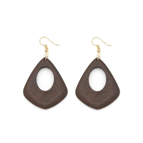 Wood Diamond Cut-Out Earring
