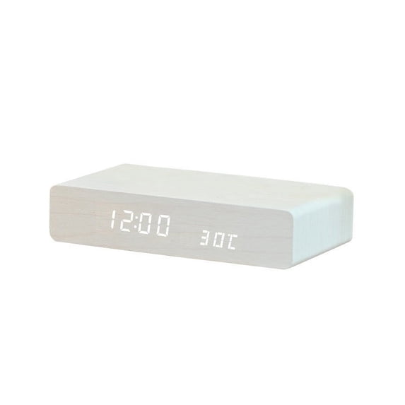 Wood Digital Alarm Clock Large LED Display Portable Lamp for Bedroom Office School Home Livingroom Room