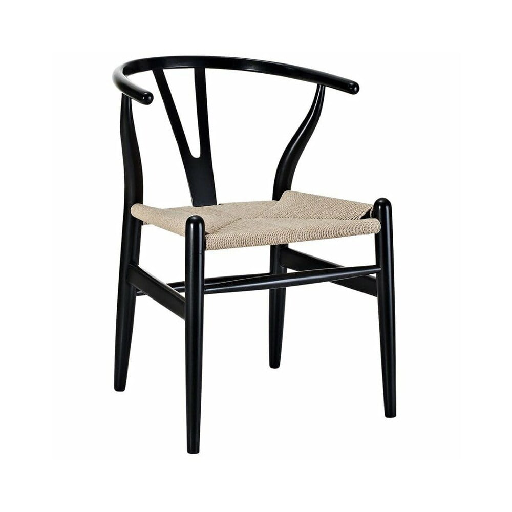 Black Wishbone Arm Chair with Paper Rope Seat