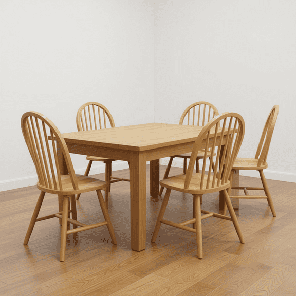 Wood Dining Chairs Set of 4, Windsor Chairs with Solid Wood Legs, High Spindle Back, H-Shaped Crossbars, Vintage Country Farmhouse Style Wooden Side Chairs