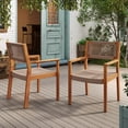thumbnail image 1 of Wood Dining Chairs Set of 2, Rope Woven Outdoor Chairs with Armrests, Patio Dining Chairs for Patio Lawn, Garden, 1 of 9