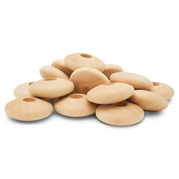 Wood Disc Bead 1-1/4 inch 25 Pcs Unfinished Wood Spacer Beads, Macrame Beads, Round Beads for Jewelry, Boho Home Decor, by Woodpeckers