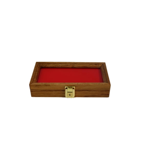 Wood Display Case for Collectibles, Knives, Arrowheads, Pins, Medals and More (10 x 5 x 2, Oak)
