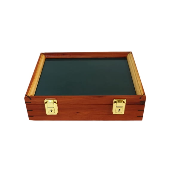 Wood Display Case for Collectibles, Knives, Arrowheads, Pins, Medals and More (12 x 9.5 x 3, Cedar)