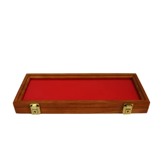 Wood Display Case for Collectibles, Knives, Arrowheads, Pins, Medals and More (18 x 7 x 2, Cherry)