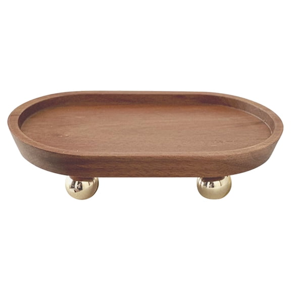 Wood for Display Small Wooden Pedestal Stand Decor Tray for Candles Plants Bottles Vases Soap Dispenser Decorative Tray for Farmhouse Kitchen Entry Table, A Wooden Tray with Gold Legs