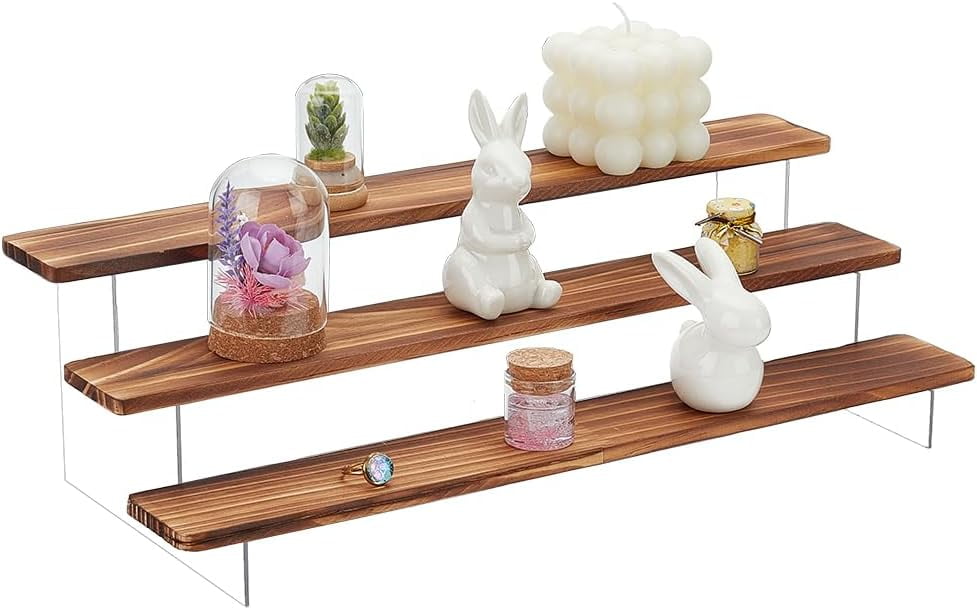 Wood Display Stand 3-Tier Display Riser Shelf Tiered Organizer Holder ...