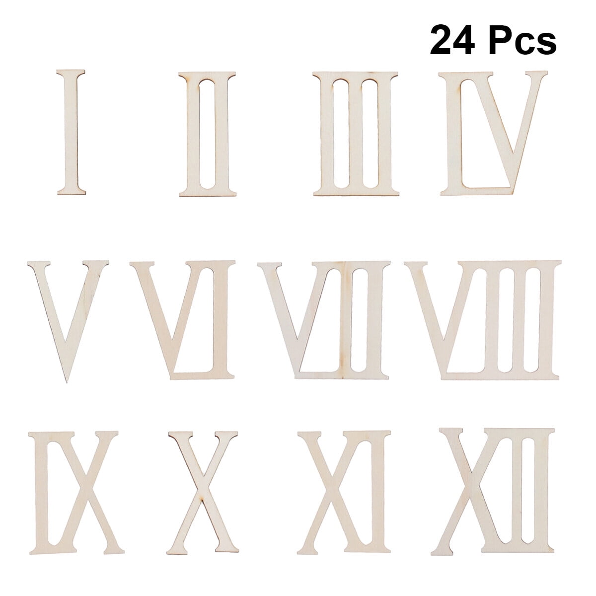 Wood Diy Roman Slices Crafts Numerals Craft Faces Clock Numbers Shapes ...