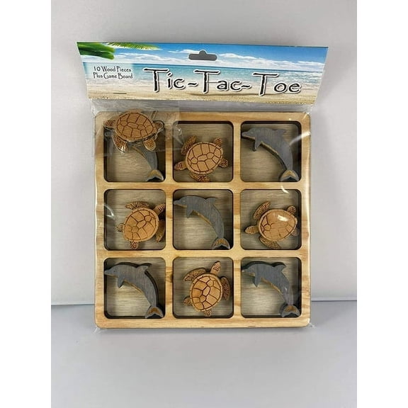 Wood Dolphin/Turtle Tic Tac Toe Game