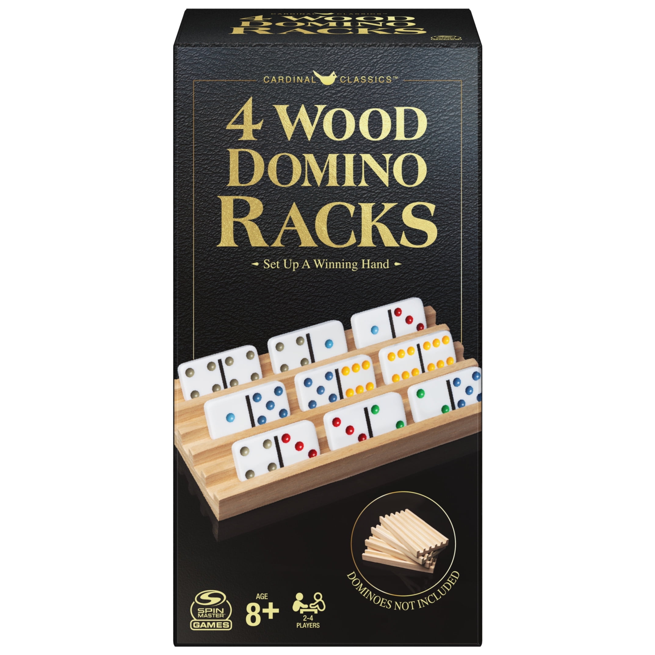 Wooden Domino Racks Set for Mexican Train, 4 Trays