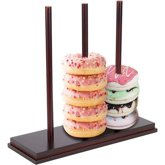 Wood Donut Stand Dark Red Detachable Donut Display Holder Rectangle Donut Stand for Dessert Table Bagel Donut Holder Stand for Birthday Party Wedding Baby Shower Donut Display Supplies Dark Red