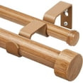 thumbnail image 1 of Wood Double Curtain Rod for Windows 66 to 120 Inches (5.5-10 Feet), 1 Inch Heavy Duty Long Curtain Rods for Windows, Wood Grain Telescoping Drapery Rods with End Caps, 1 of 14