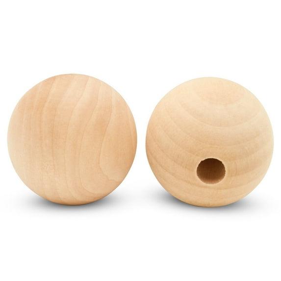 Wood Dowel Caps 2 inch Diameter with 1/2 inch Hole, 6 Unfinished Dowel Rod Caps for Dowel Rods, Crafts, & DIYers, by Woodpeckers