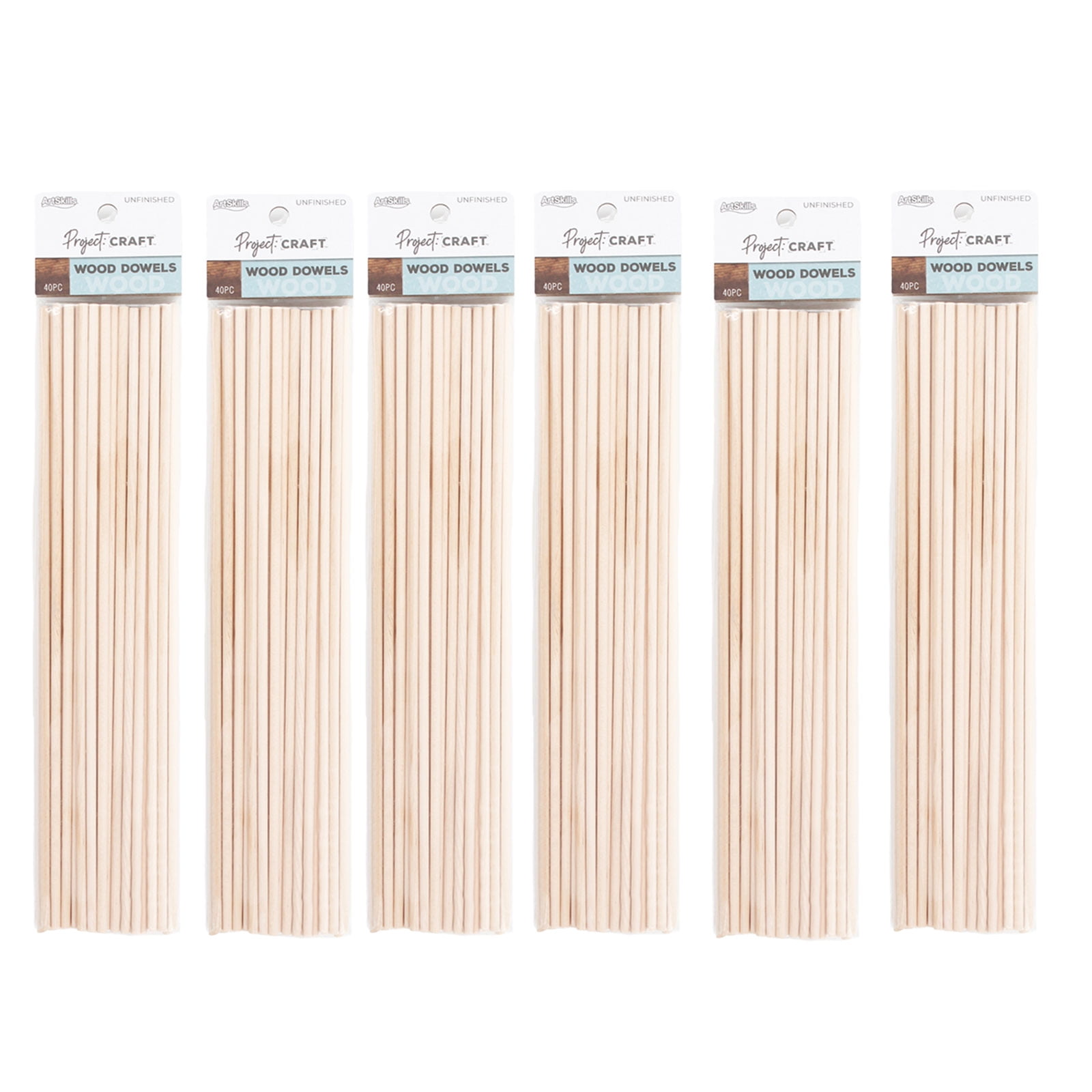 Wood Dowels for Kids Arts and Crafts, 3/4” x 12”, 240 Ct
