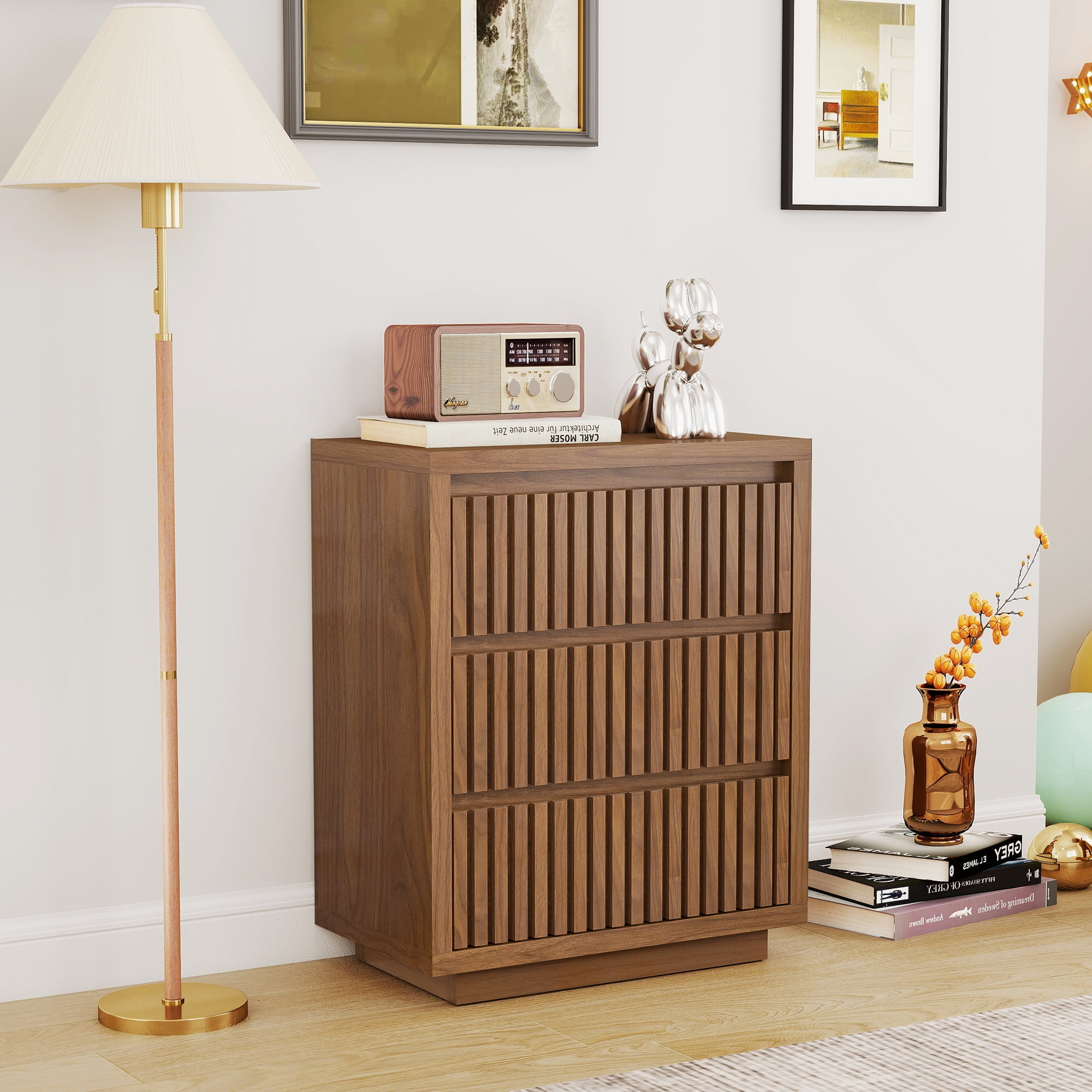 modern dresser 3 drawer Novel Mid-Century Modern 3-Drawer Dresser Solid Wood in Brown - Bed Bath & Beyond