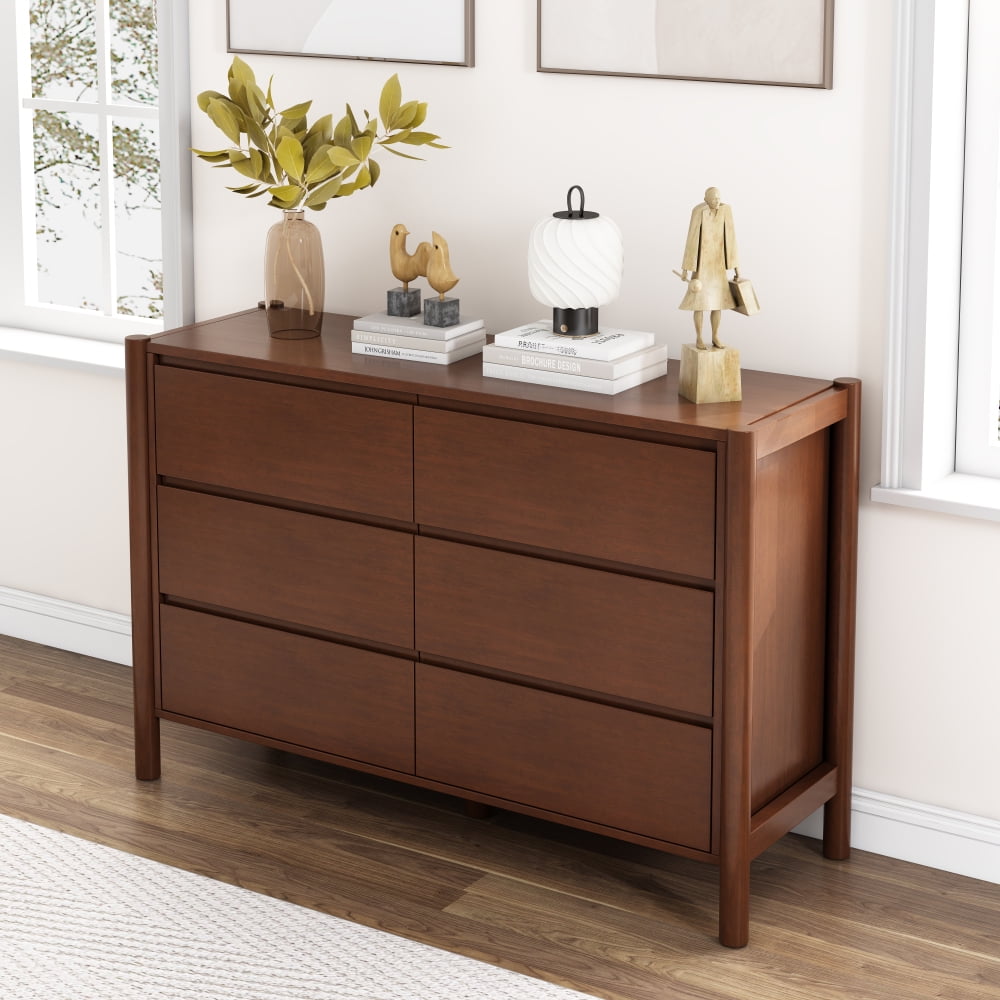Wood Dresser Storage with 6 Storage Drawer, Modern Chest of
