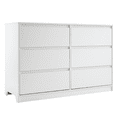 thumbnail image 1 of CHITOOMA Wood Dressers for Bedroom 6 Drawer, 47.2" Adult Horizontal Dresser with Large Drawer, Storage Cabinet Chest of Drawer for Living Room, Hallway, White, 1 of 8