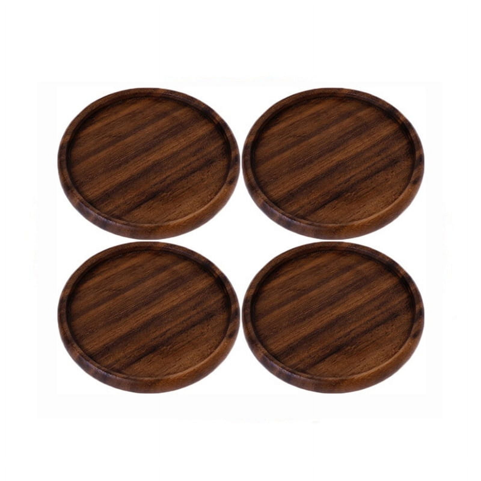 Set of 4 Wood Square Coasters Metal Holder Rustic Home Decor Drink Cup  Accessory, One Size - Ralphs