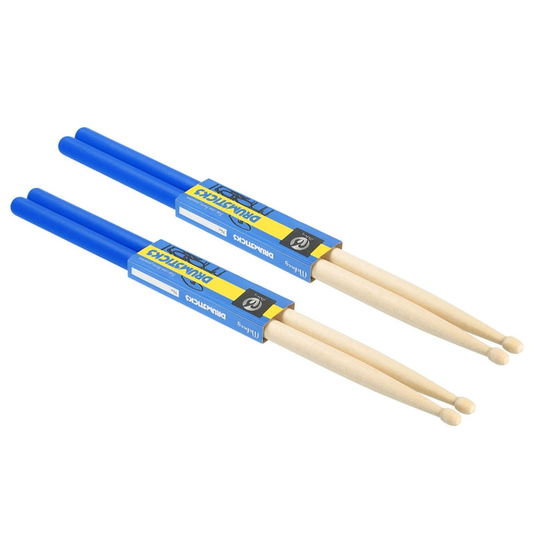 Wood Drumstick Anti Slip Handle Grip Drum Stick Wrap 5A Blue 2 Pair for Drumming Musical Instrument Percussion