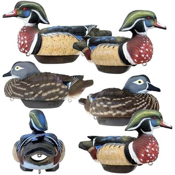 Wood Duck Decoys Ultra-Light 100% HydroFoam | Beautiful, Durable, Unsinkable | 6 Pack of Duck Hunting Decoys$$Other