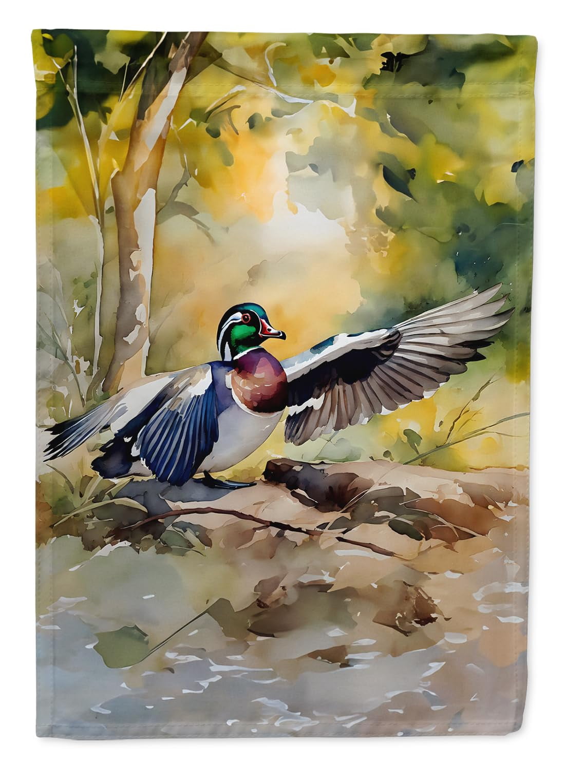 Caroline's Treasures Wood Duck House Flag Large Porch Sleeve Pole Decorative Outside Yard Banner Artwork Wall Hanging, Polyester, House Size, Multicolor