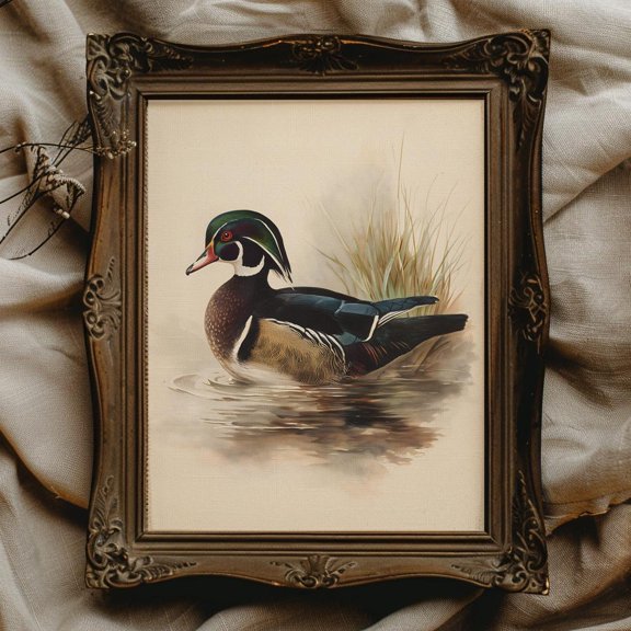 Wood Duck Poster Carolina Duck Poster Duck Hunting Wall Art For Cabin Decor For Man Cave Wall Decor Hunter Vintage Duck Art, 24x36 UNFRAMED