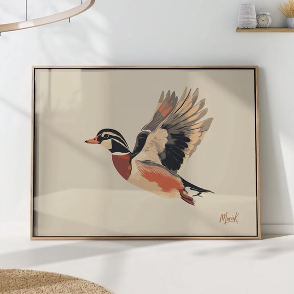 Wood Duck Wall Art Bird Rustic Cabin Hunter Lodge Decoration Unframed Paper Print