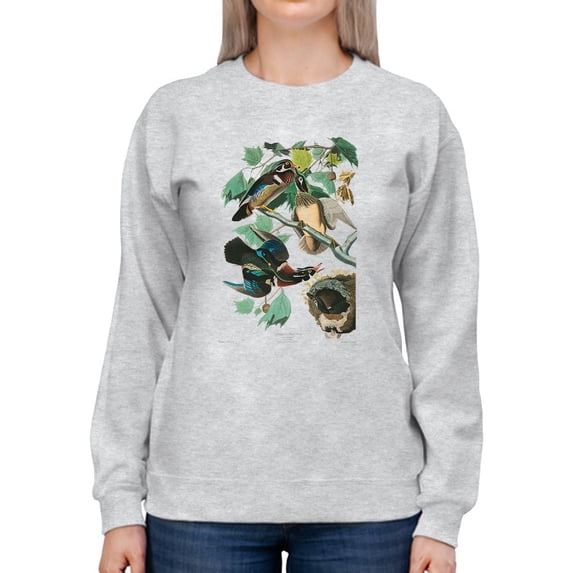 Wood Ducks Art Sweatshirt Women -John James Audubon Designs, Female Medium