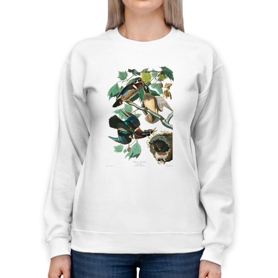 Wood Ducks Art Sweatshirt Women -John James Audubon Designs, Female Small