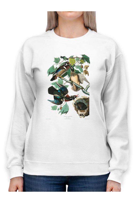 Wood Ducks Art Sweatshirt Women -John James Audubon Designs, Female XX-Large