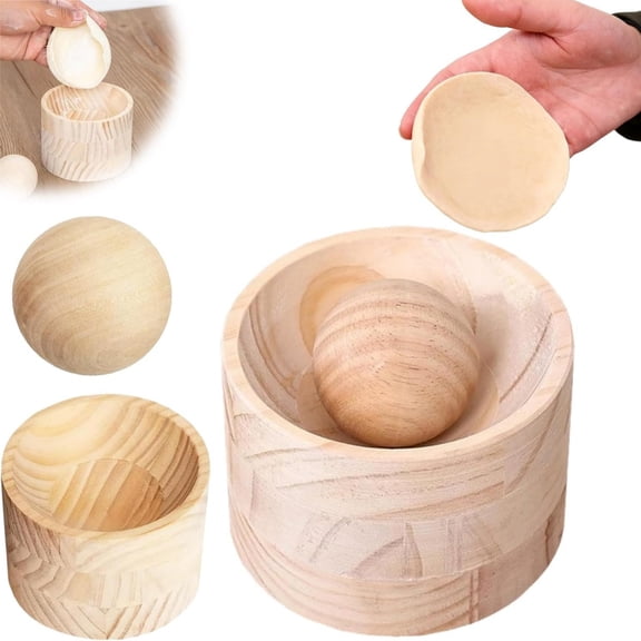 Wood Dumpling Maker, 2026 Upgraded Dumpling Wrapper Maker Press Tool, Ergonomic Design, Hand Pie Rolling Quick Wrapper, Shapes Wrappers Quickly & Effortlessly